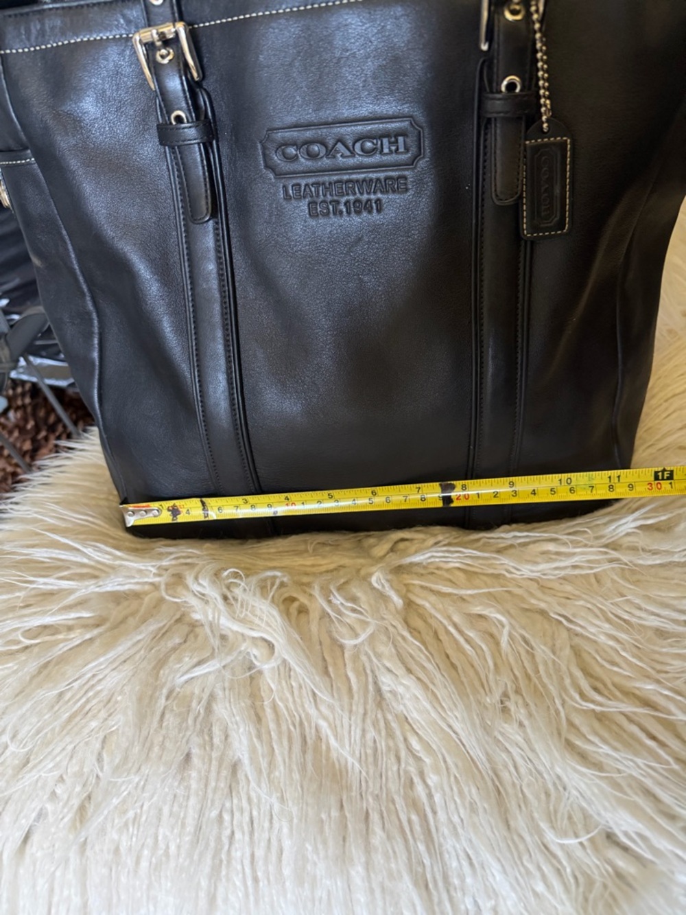 Black Leather Coach Tote - Picture 10 of 11
